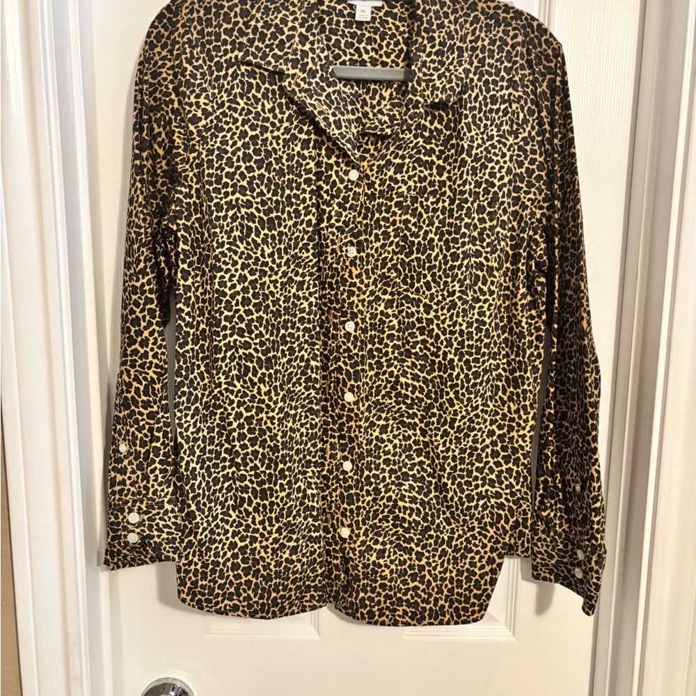 J. Crew women’s leopard print button down shirt